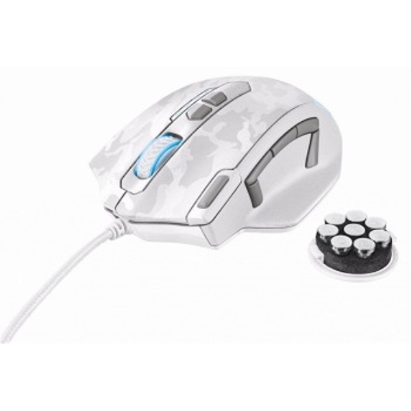 მაუსი TRUST GXT 155W GAMING MOUSE - WHITE CAMOUFLAGE AVAILABLE IN STORES NOW 5 additional thumb buttons 5 gaming profiles 1.9m Braided cable,11 programmable buttons in total