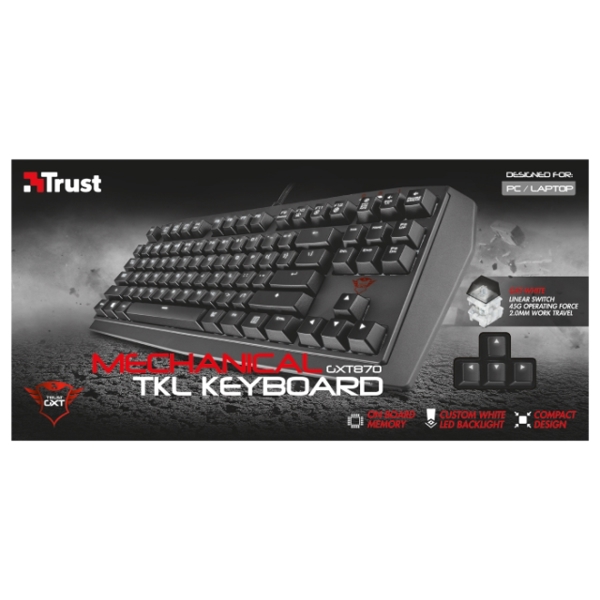 კლავიატურა TRUST GXT 870 MECHANICAL TKL GAMING KEYBOARD Full LED 