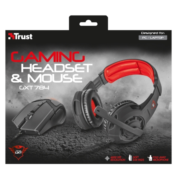 ყურსასმენი  TRUST GXT 784 GAMING HEADSET & MOUSE