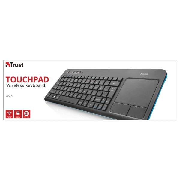 კლავიატურა TRUST VEZA WIRELESS TOUCHPAD KEYBOARD