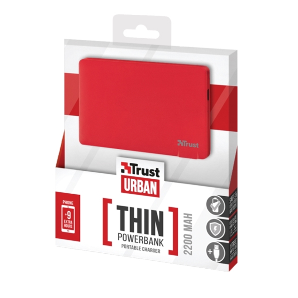 პორტატული დამტენი TRUST POWERBANK 2200 mAh ULTRA-THIN PORTABLE CHARGER