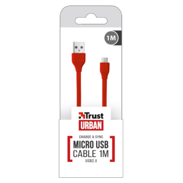 სადენი  TRUST UR MICRO-USB CABLE 1M -RED