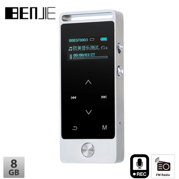 MP3 ფლეიერი Benjie BJ-M20 Metal touch screen MP3 player FM Radio, Voice recorder 8GB flash memor Silver