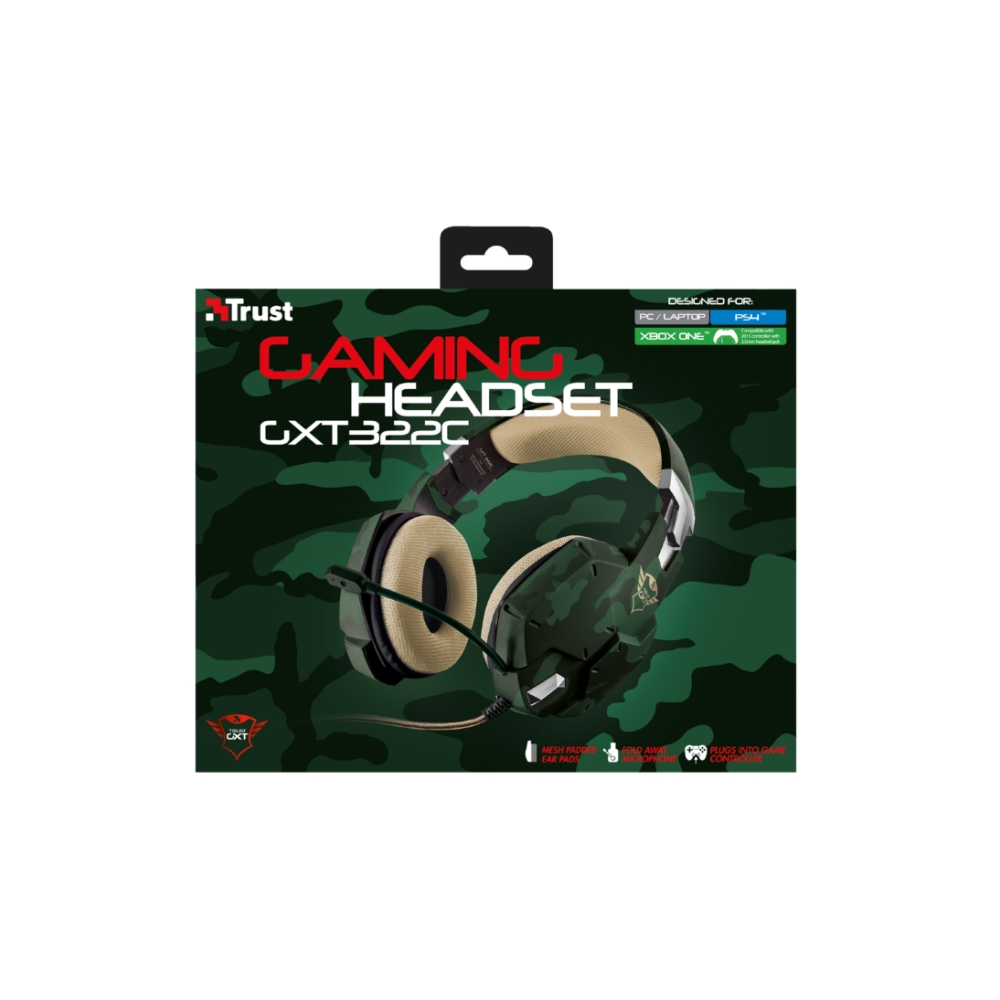 ყურსასმენი  TRUST GXT 322C GAMING HEADSET - GREEN CAMOUFLAGE