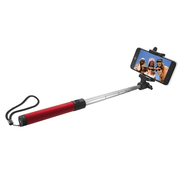 სელფის მონოპოდი  TRUST BLUETOOTH FOLDABLE SELFIE STICK, Built-in rechargeable battery (USB charge cable included)- RED