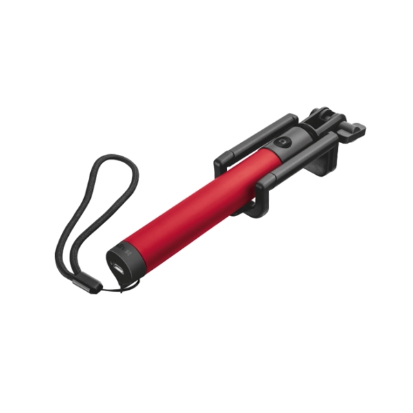 სელფის მონოპოდი  TRUST BLUETOOTH FOLDABLE SELFIE STICK, Built-in rechargeable battery (USB charge cable included)- RED