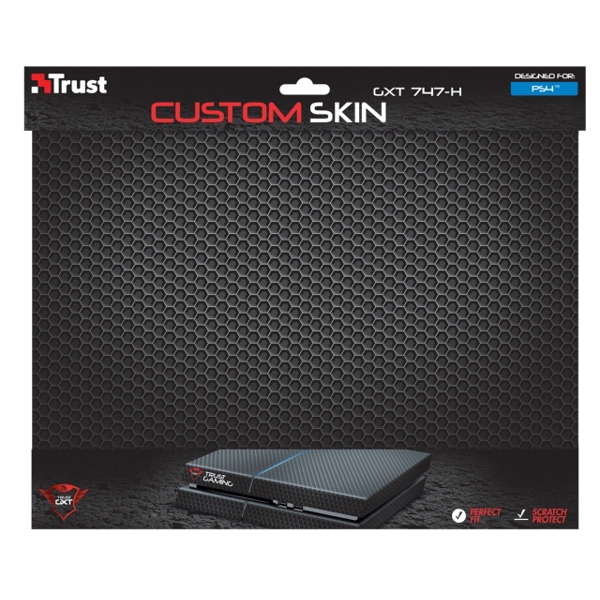 PS4  ქეისი TRUST GXT 747-H SKIN FOR PS4 , Customize both the front and back of your gaming console- Carbon