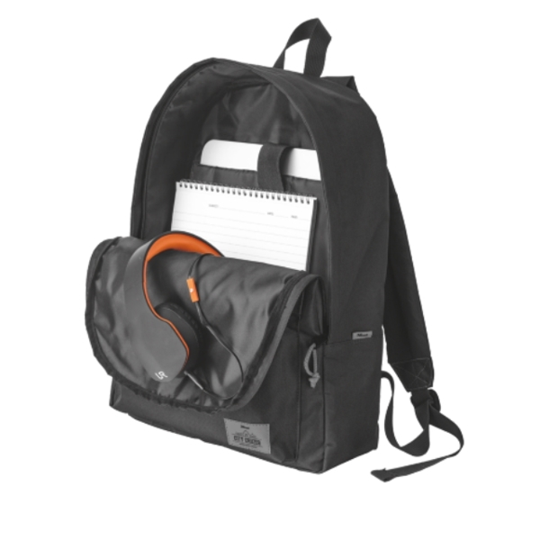 ნოუთბუქის ჩანთა  TRUST CITY CRUZER BACKPACK FOR 16" LAPTOPS - Weatherproof, rugged material Padded back & straps -BLACK