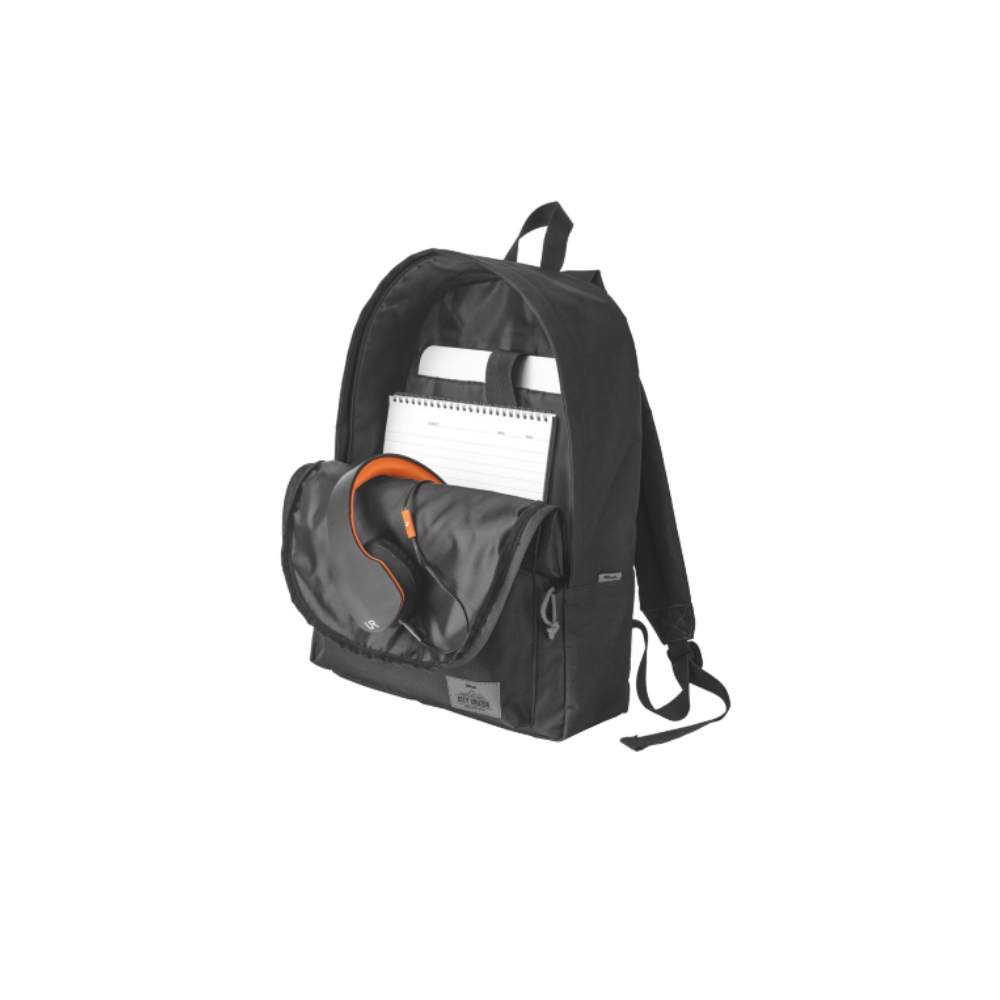 ნოუთბუქის ჩანთა  TRUST CITY CRUZER BACKPACK FOR 16" LAPTOPS - Weatherproof, rugged material Padded back & straps -BLACK