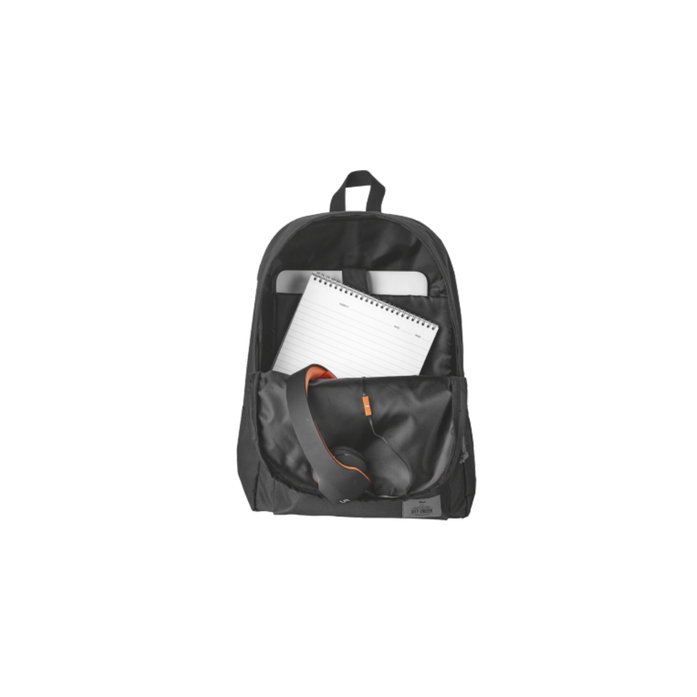 ნოუთბუქის ჩანთა  TRUST CITY CRUZER BACKPACK FOR 16" LAPTOPS - Weatherproof, rugged material Padded back & straps -BLACK