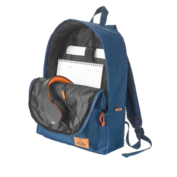 ნოუთბუქის ჩანთა TRUST CITY CRUZER BACKPACK FOR 16" LAPTOPS - Weatherproof, rugged material Padded back & straps -BLUE