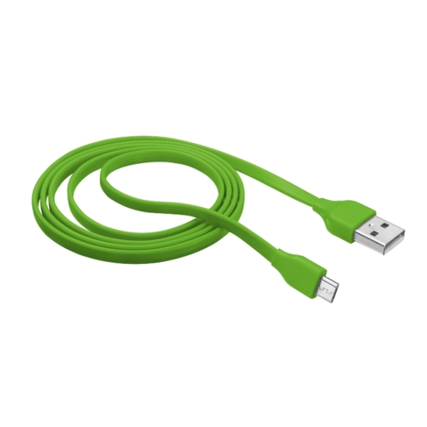 სადენი TRUST FLAT MICRO-USB CABLE 1M - LIME