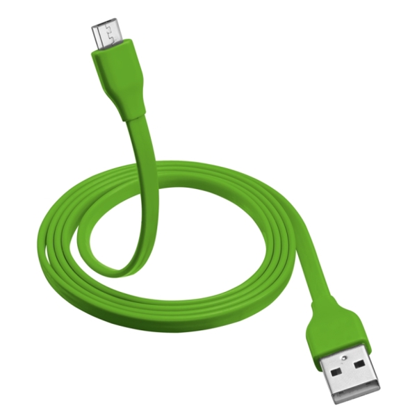 სადენი TRUST FLAT MICRO-USB CABLE 1M - LIME