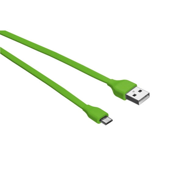 სადენი TRUST FLAT MICRO-USB CABLE 1M - LIME