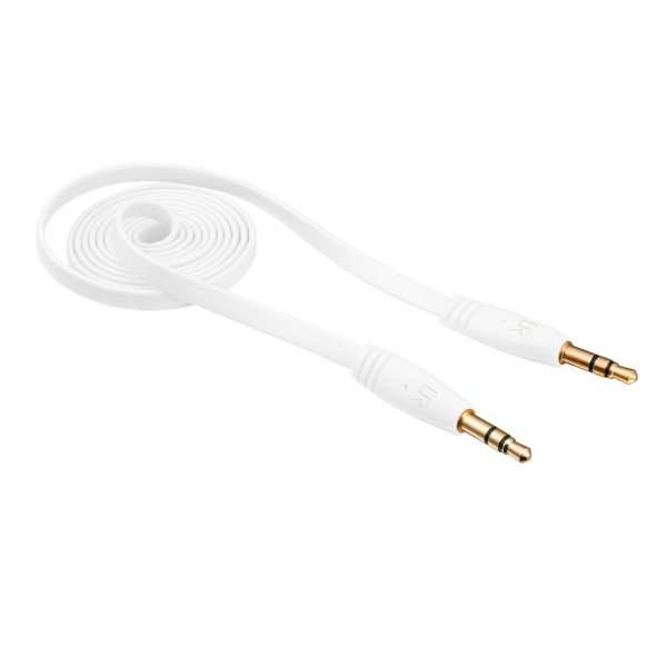 AUX კაბელი  TRUST FLAT AUDIO CABLE 1M -with 3.5mm - WHITE