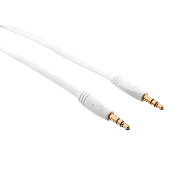 AUX კაბელი  TRUST FLAT AUDIO CABLE 1M -with 3.5mm - WHITE