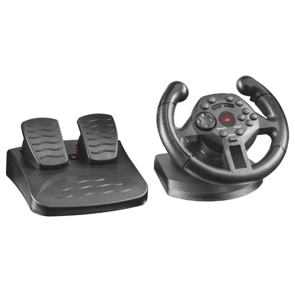 საჭე პედლით TRUST GXT 570 COMPACT VIBRATION RACING WHEEL ,13 Responsive buttons, Vibration Feedback for in-game racing effects, 100 degree wheel rotation