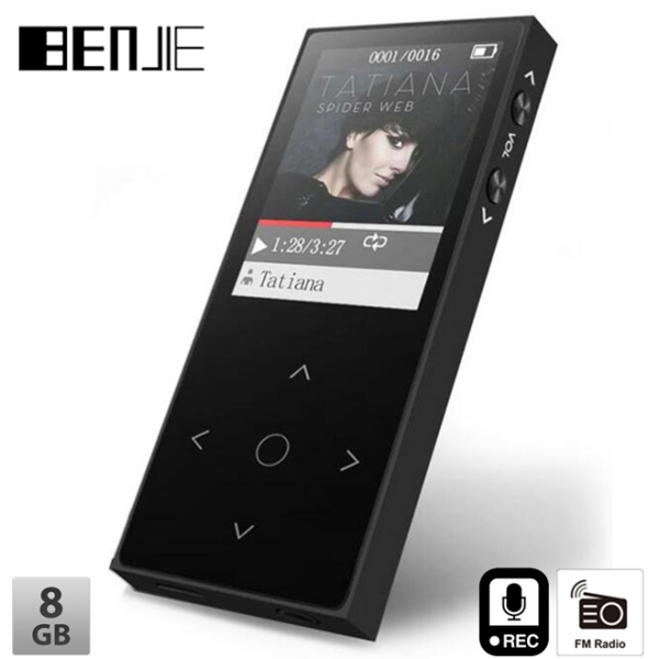 MP3 ფლეიერი BENJIE BJ-M36 X1 Metal  MP3 Player Touch Screen FM Radio voice Recorder 8GB Black