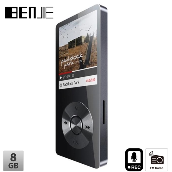 MP3 ფლეიერი BENJIE BJ-M27 K9 Metal MP3 Player Touch Screen FM Radio voice Recorder 8GB loadspeaker Black