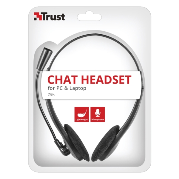 ყურსასმენი  TRUST ZIVA CHAT HEADSET Cable length 1.8m Connector attached 3.5mm - Black