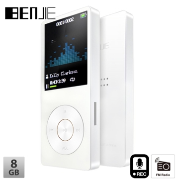 MP3 ფლეიერი BENJIE BJ-M27 K9 Metal MP3 Player Touch Screen FM Radio voice Recorder 8GB loadspeaker White