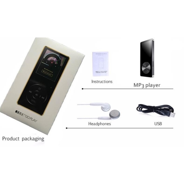 MP3 ფლეიერი BENJIE BJ-M27 K9 Metal MP3 Player Touch Screen FM Radio voice Recorder 8GB loadspeaker White