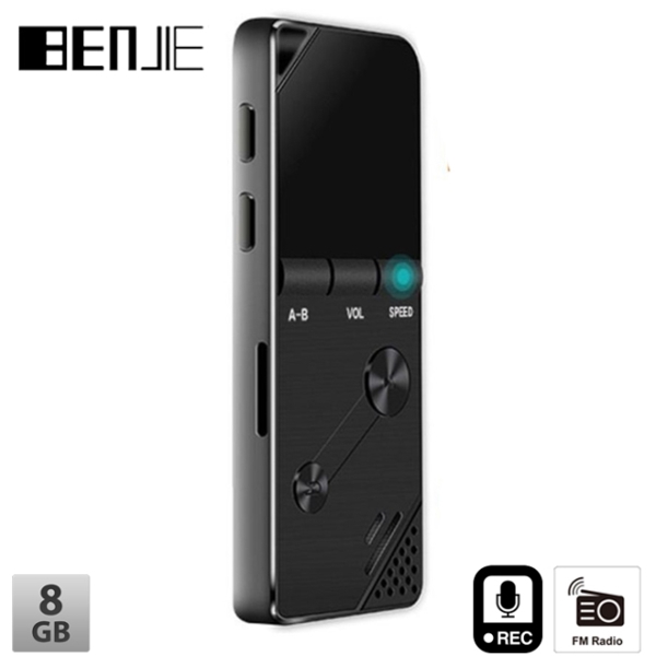 MP3 ფლეიერი BENJIE  BJ-M39 K6 Metal MP3 Player FM Radio voice Recorder 8GB loadspeaker Black