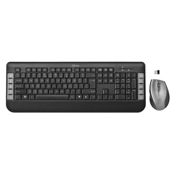 კლავიატურა მაუსი  TRUST Tecla Wireless Multimedia Keyboard with 10 multimedia keys & 5 button wireless optical mouse with DPI-shange button