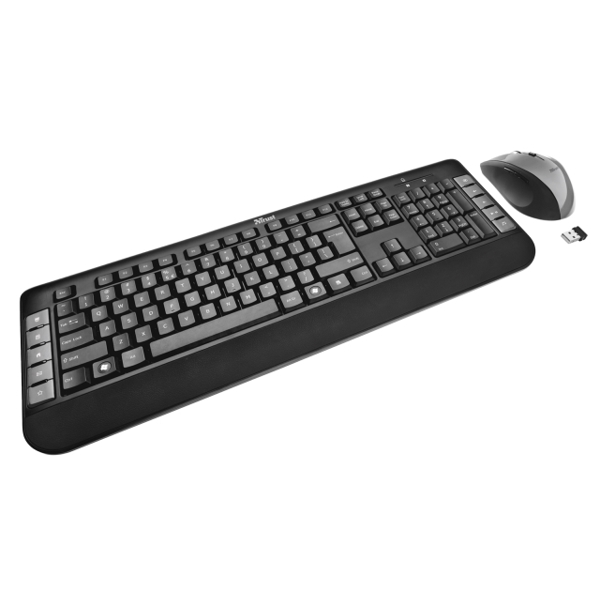 კლავიატურა მაუსი  TRUST Tecla Wireless Multimedia Keyboard with 10 multimedia keys & 5 button wireless optical mouse with DPI-shange button