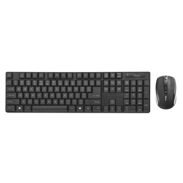 კლავიატურა მაუსი  TRUST XIMO WIRELESS KEYBOARD & MOUSE 10m Wireless range (800-1200-1600 dpi) Black -Silver