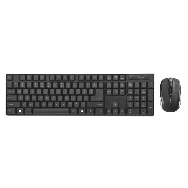 კლავიატურა მაუსი  TRUST XIMO WIRELESS KEYBOARD & MOUSE 10m Wireless range (800-1200-1600 dpi) Black -Silver