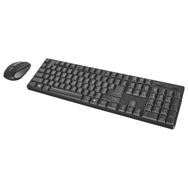 კლავიატურა მაუსი  TRUST XIMO WIRELESS KEYBOARD & MOUSE 10m Wireless range (800-1200-1600 dpi) Black -Silver