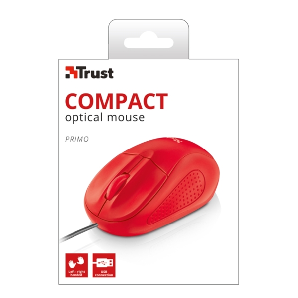 მაუსი  TRUST PRIMO OPTICAL COMPACT MOUSE - RED