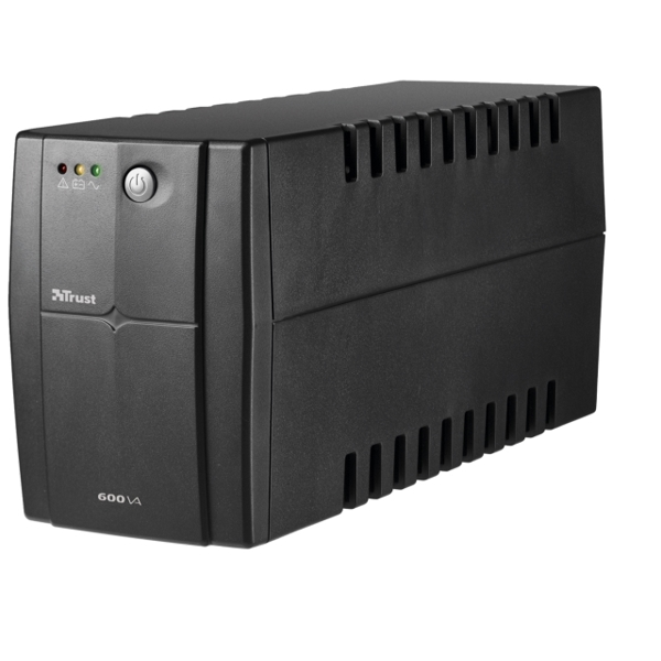 უწყვეტი კვების წყარო  TRUST 600VA UPS with 2 surge protected power outlets , LED indicators ,AVR yes -Warranty: 1 year - Black