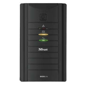 უწყვეტი კვების წყარო  TRUST OXXTRON 800VA UPS, Compact, reliable 800VA battery back-up UPS with 2 surge protected power outlets ,LED indicators ,AVR yes