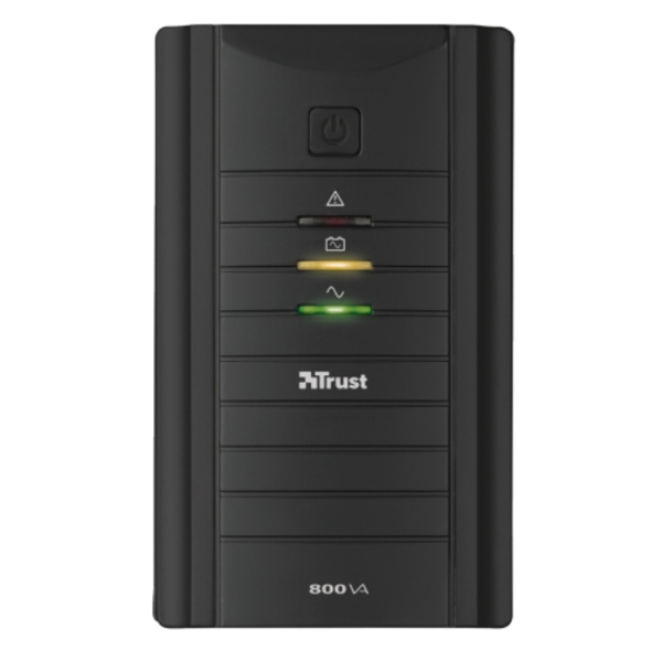 უწყვეტი კვების წყარო  TRUST OXXTRON 800VA UPS, Compact, reliable 800VA battery back-up UPS with 2 surge protected power outlets ,LED indicators ,AVR yes