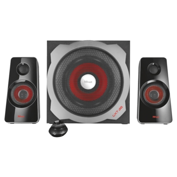 დინამიკი  TRUST GXT 38 2.1 ULTIMATE BASS SPEAKER SET, 2.1 speaker set including wooden subwoofer with a total RMS power output of 60 Watt (120 Watt peak power), Controls volume,bass - Black