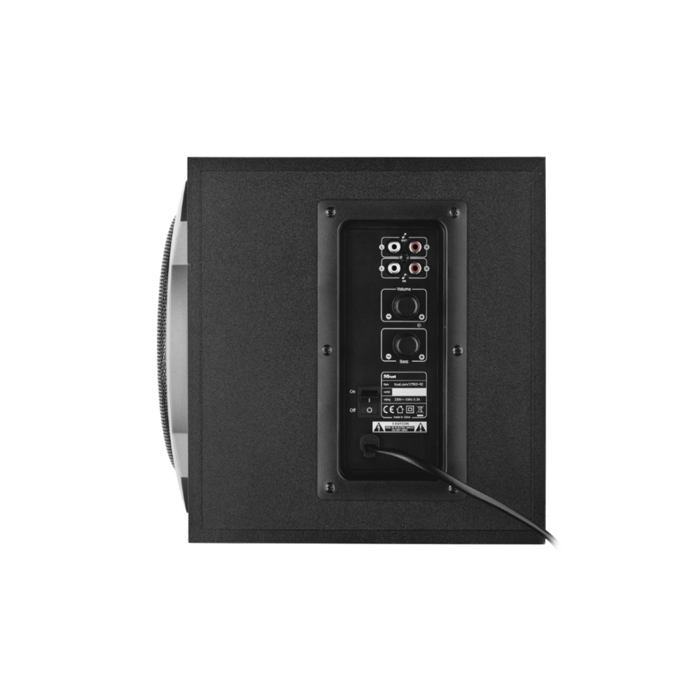 დინამიკი  TRUST GXT 38 2.1 ULTIMATE BASS SPEAKER SET, 2.1 speaker set including wooden subwoofer with a total RMS power output of 60 Watt (120 Watt peak power), Controls volume,bass - Black