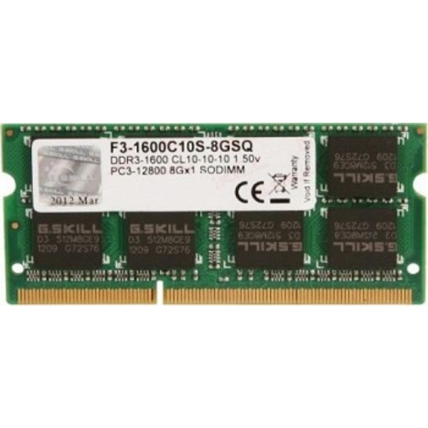 ოპერატიული მეხსიერება   8GB SO-DIMM DDR3-1600 G.Skill (F3-1600C10S-8GSQ)