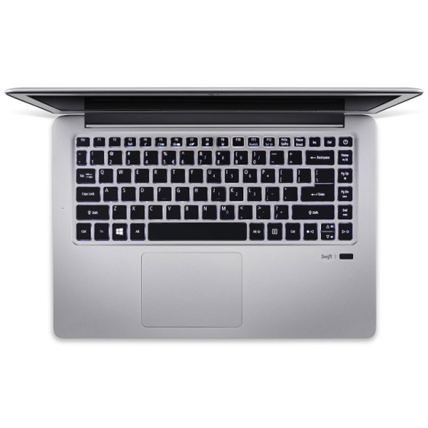 ნოუთბუქი  acer SF314-51-324P, Sparkly Silver, Intel® Core™ i3-6006U, 14" FHD Acer CineCrystal™, HD Webcam, HD Graphics 520, 4Gb DDR4, 128 GB SSD, No DVD, SD card Reader, 802.11b/g/n + BT, 4CELL Li-ion.