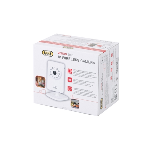 TREVI  IP  WIRELESS CAMERA HD VISION  10B  WI-FI  ,RJ 45,  0.3 MEGAPIXEL ,CMOS SENSOR ,LENS  3.6 MM ,VIDEO RESOLUTION 640X 480, MICRO SD, COMPATIBLE W