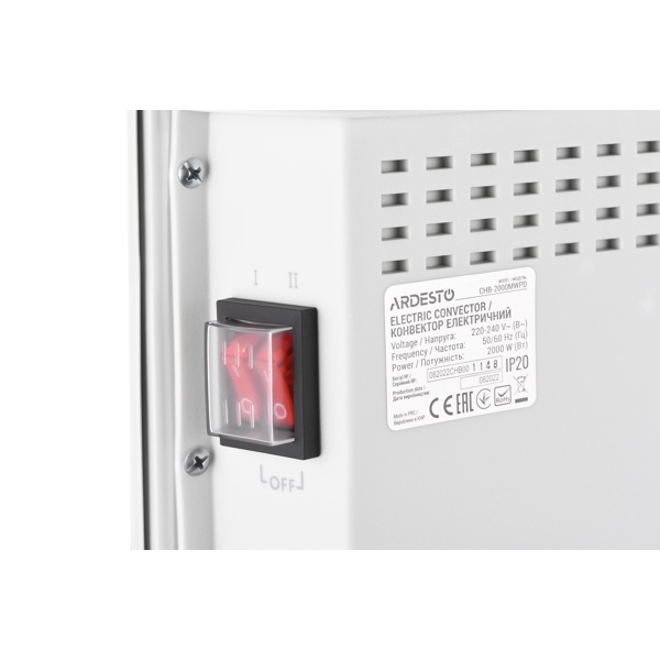 ელექტრო გამათბობელი Ardesto CHB-2000MWPD, 2000W, 20m², Electric Heater, White