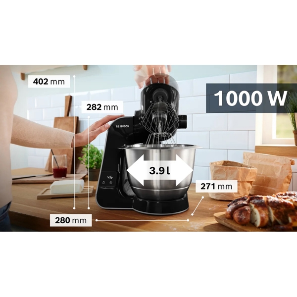 სამზარეულოს კომბაინი Bosch MUM5XC4E, 1000W, 3.9L, Food Processor, Black