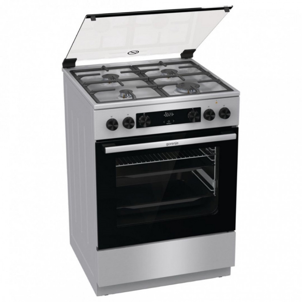გაზქურა Gorenje GKS6C70XF, 4 Gas, Oven, stainless steel