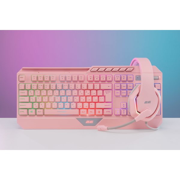 კლავიატურა 2E KG315UPK, Wired, RGB, USB, Gaming Keyboard, Pink