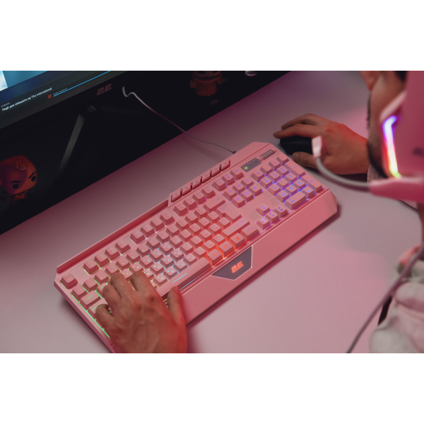 კლავიატურა 2E KG315UPK, Wired, RGB, USB, Gaming Keyboard, Pink