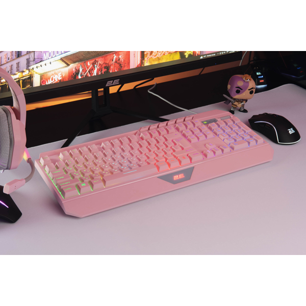 კლავიატურა 2E KG315UPK, Wired, RGB, USB, Gaming Keyboard, Pink