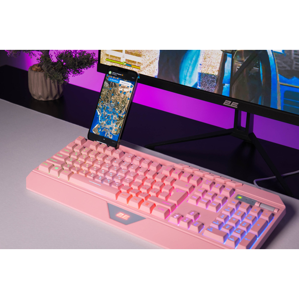 კლავიატურა 2E KG315UPK, Wired, RGB, USB, Gaming Keyboard, Pink