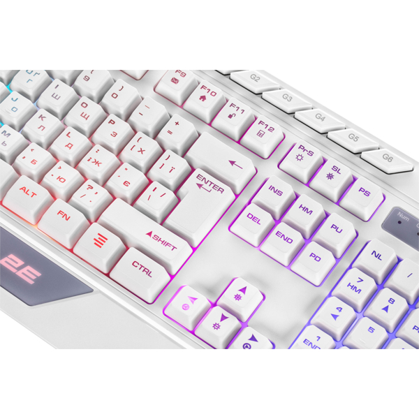 კლავიატურა 2E KG315UWT, Wired, RGB, USB, Gaming Keyboard, White