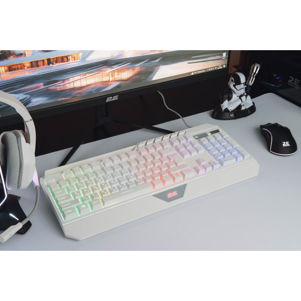 კლავიატურა 2E KG315UWT, Wired, RGB, USB, Gaming Keyboard, White